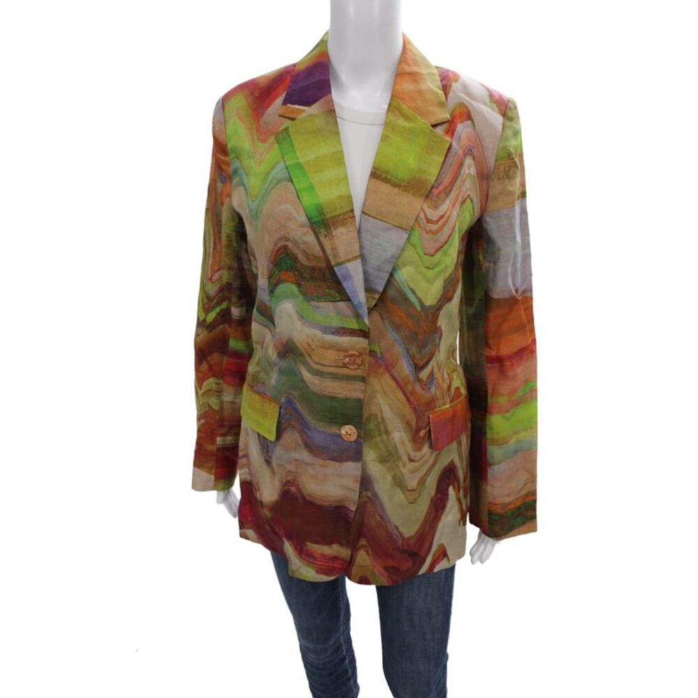 Ulla Johnson Womens Jacket Multicolor Linen Geometric Size S